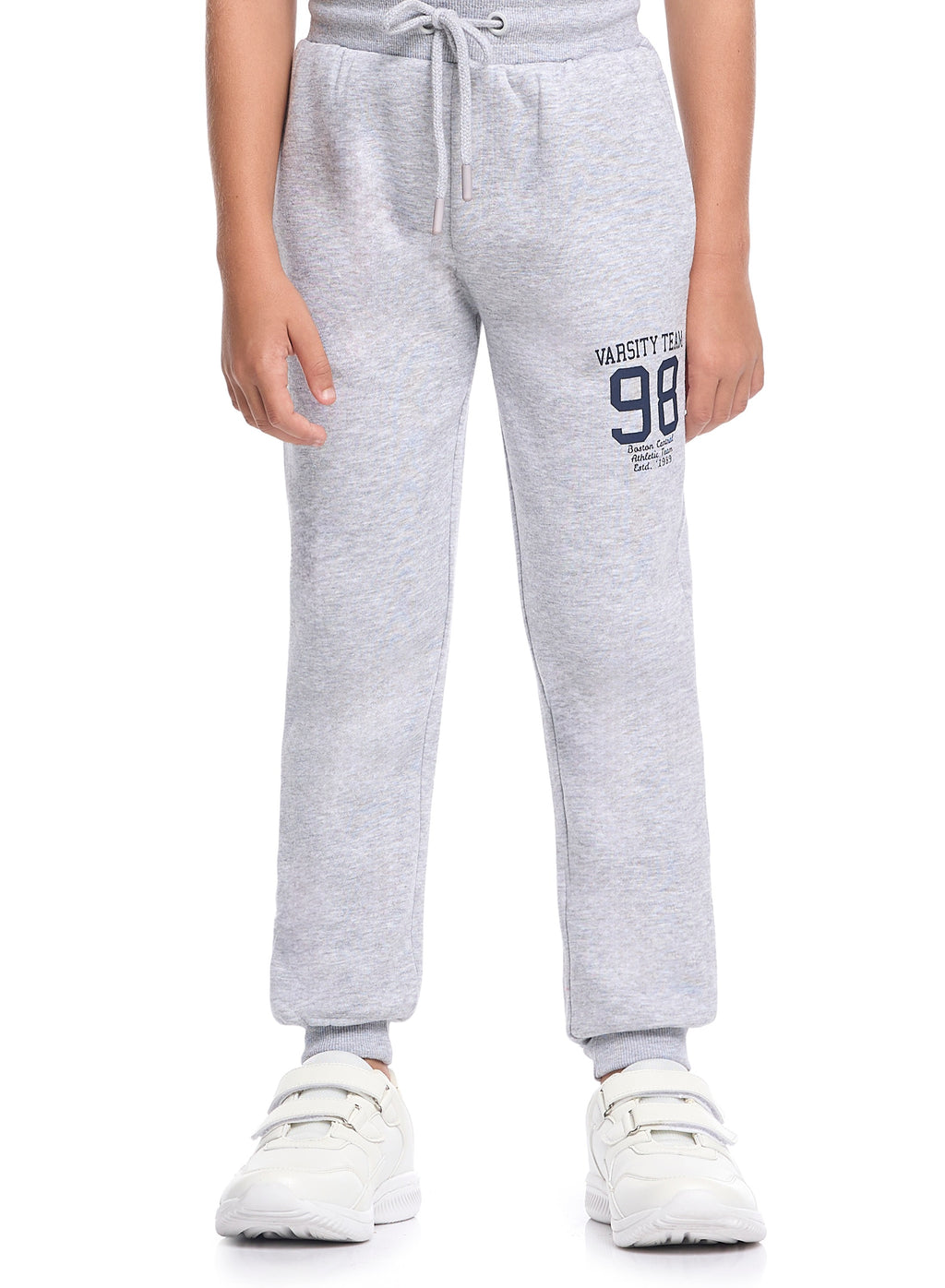 Victor And Jane Cotton Boston 98 Printed Full Sleeves Varsity Jacket & Joggers Co-Ord Set - Grey