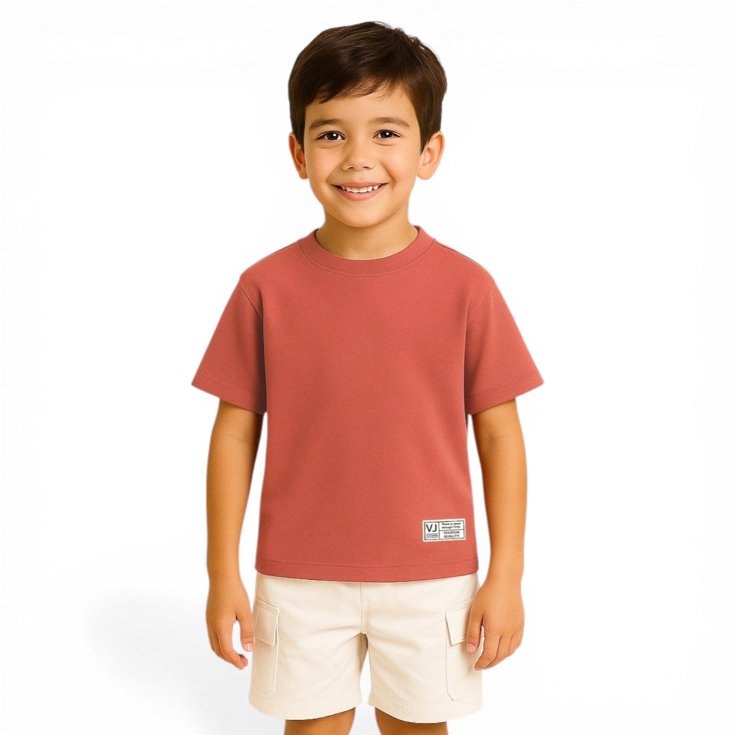 Victor & Jane Junior Boys Red Patch Detail Cotton T-Shirt