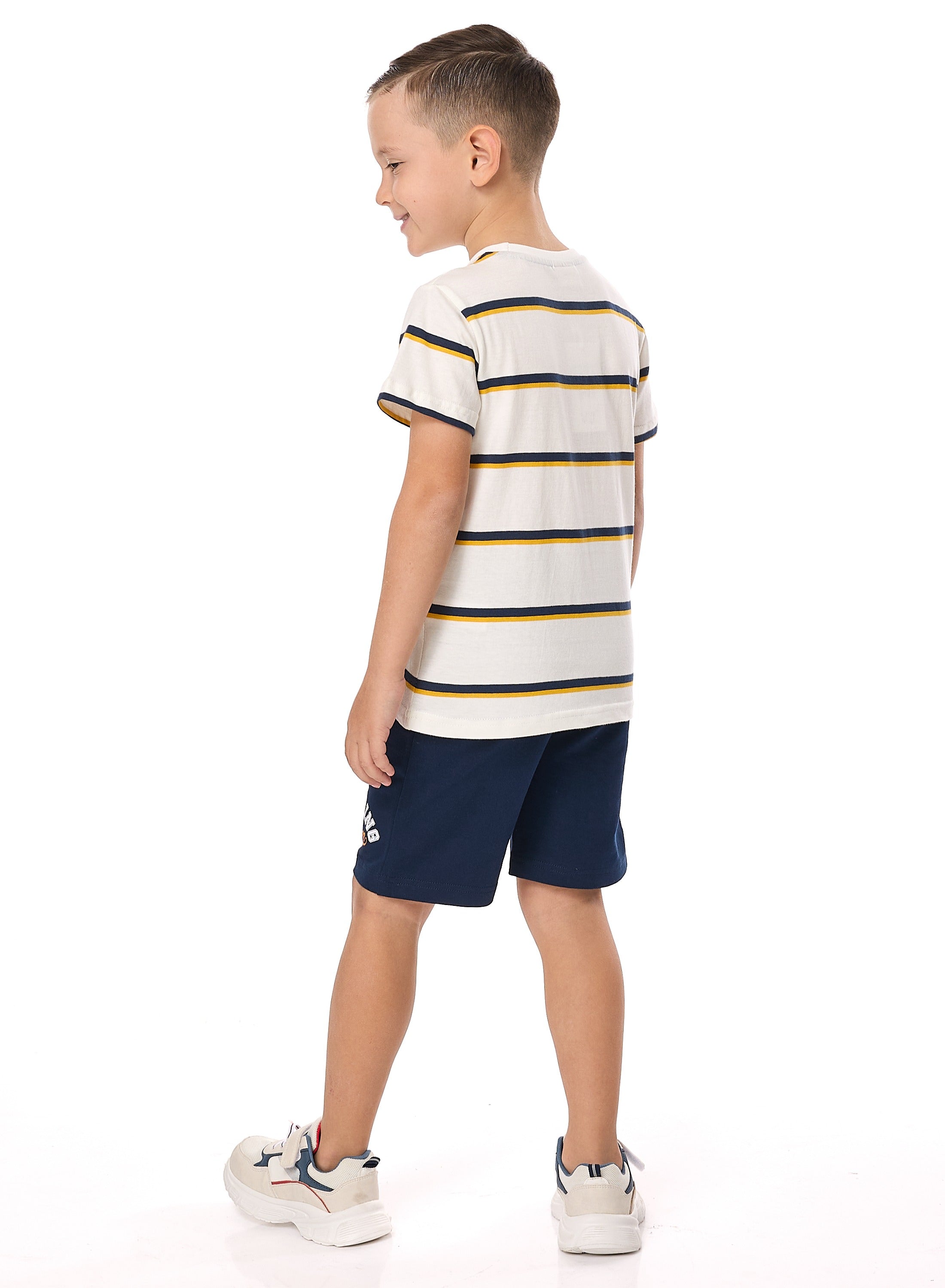Victor And Jane Junior Boys' 2 Piece Sets With Matching Tshirt And Slogan Print Shorts With Elasticated Waist