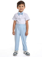 Lt Blue Waistcoat And Pant Set With Shirt And Bow Tie