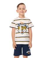 Victor And Jane Junior Boys' 2 Piece Sets With Matching Tshirt And Slogan Print Shorts With Elasticated Waist