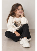 Girls Heart Graphic Sweatshirt and Ribbed Flared Pants Set