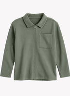 Victor And Jane Cotton Full Sleeves Jacket With Joggers Co-Ords Set - Olive Green