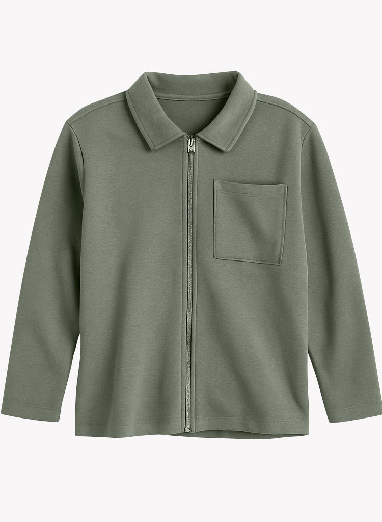 Victor And Jane Cotton Full Sleeves Jacket With Joggers Co-Ords Set - Olive Green
