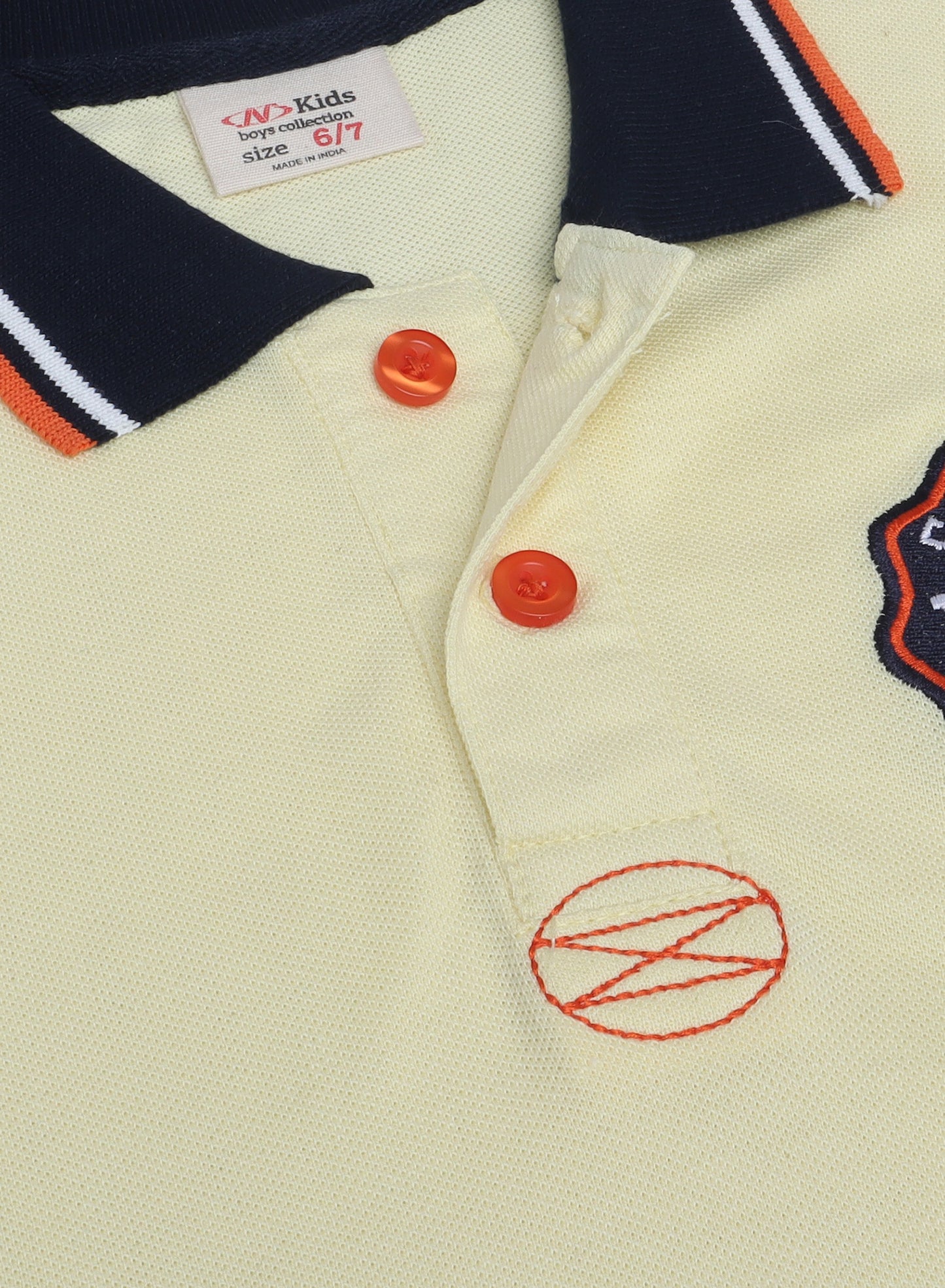 Victor & Jane Junior Boys' Polo T-Shirt – Yellow colour with Embroidered label detail