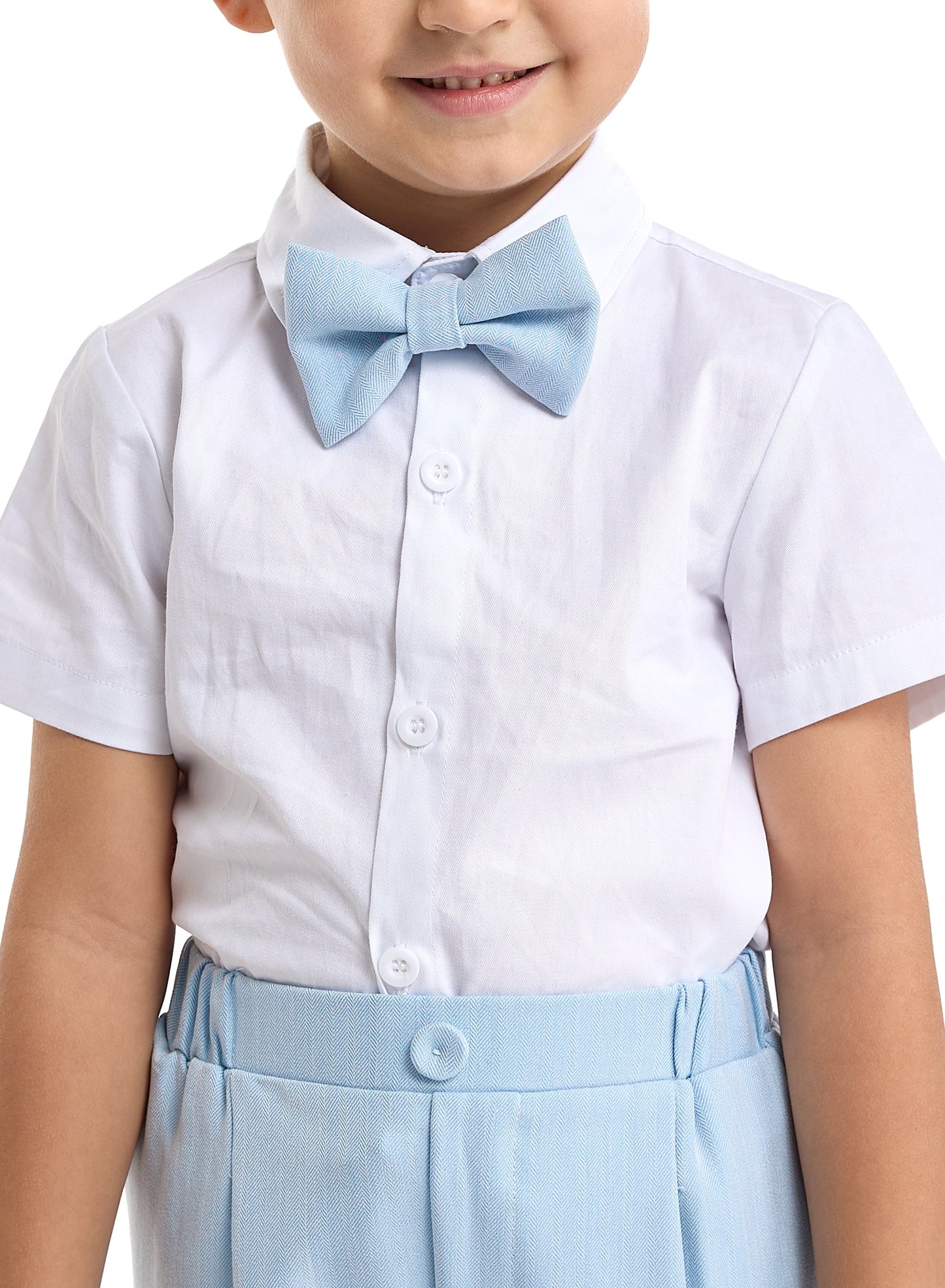 Lt Blue Waistcoat And Pant Set With Shirt And Bow Tie