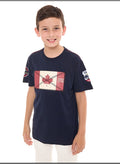 Victor and Jane Cotton Canada Flag Embroidered T-Shirt - Blue