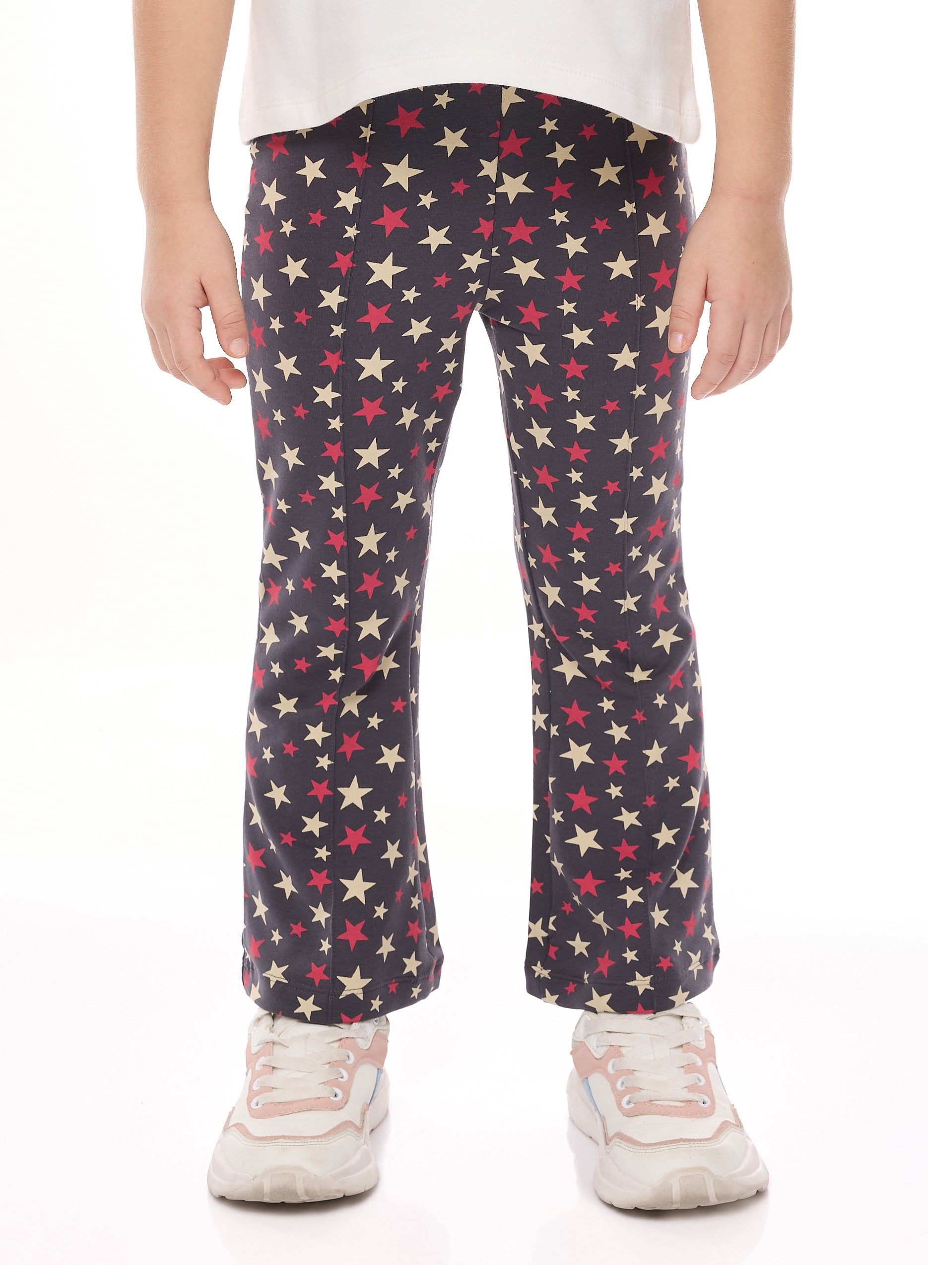 Embellished Star Top With Printed Flared Leggings
