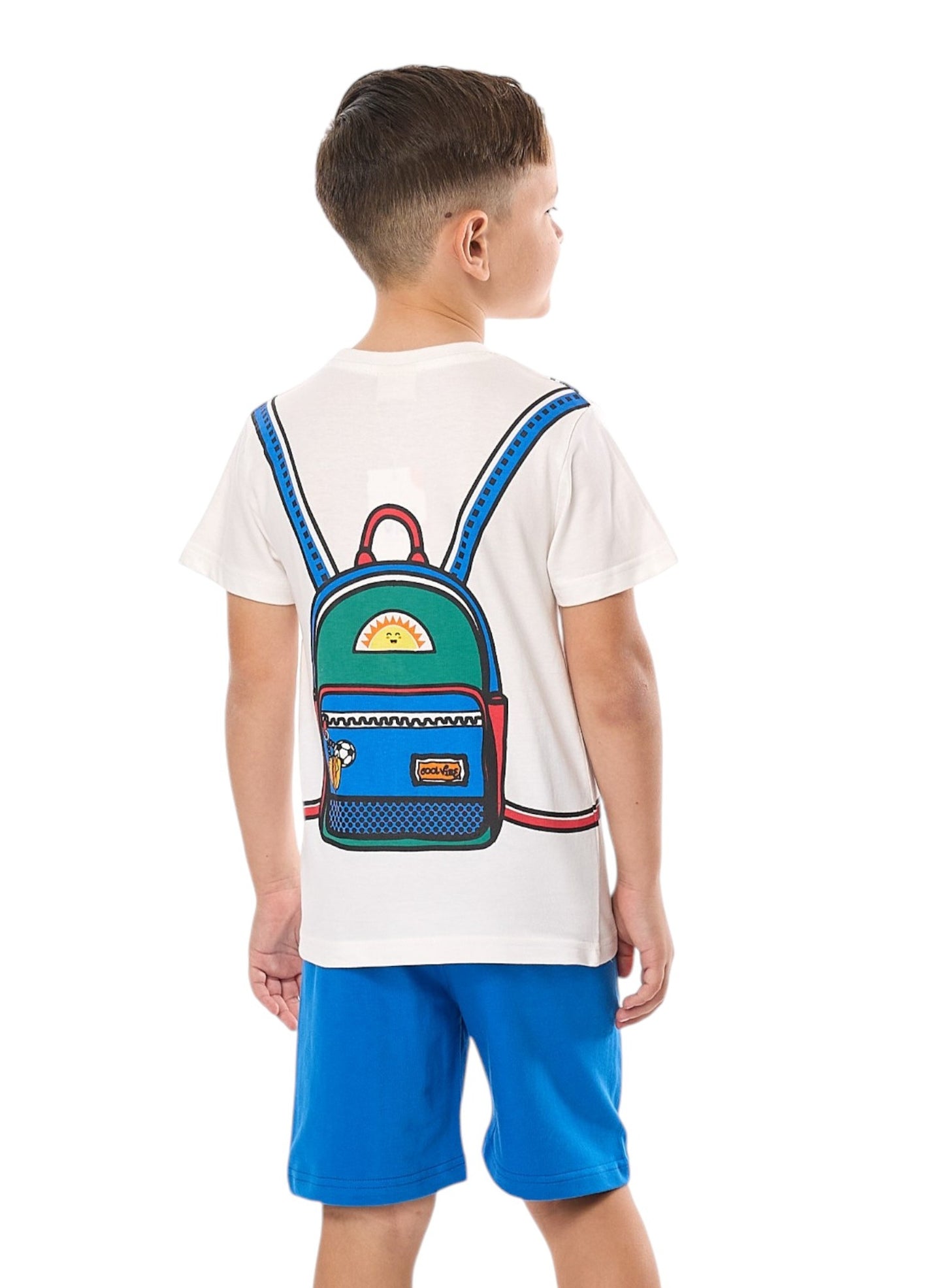 Victor and Jane Jr Boys' 2PC Set – Backpack -Off White and Blue