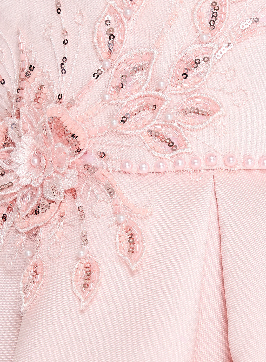 Peach High Low Tail Dress With Beaded Embroidery