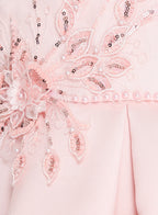 Peach High Low Tail Dress With Beaded Embroidery