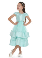 Chic Green Satin  Party Dress With Mesh & Decoration