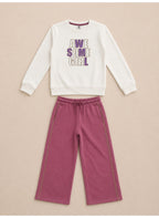 Girls Graphic Sweatshirt and Wide Leg Pants Set