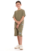 Victor and Jane Upside Down Patched T-Shirt & Shorts Co-ord Set - Black