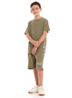 Victor and Jane Upside Down Patched T-Shirt & Shorts Co-ord Set - Black