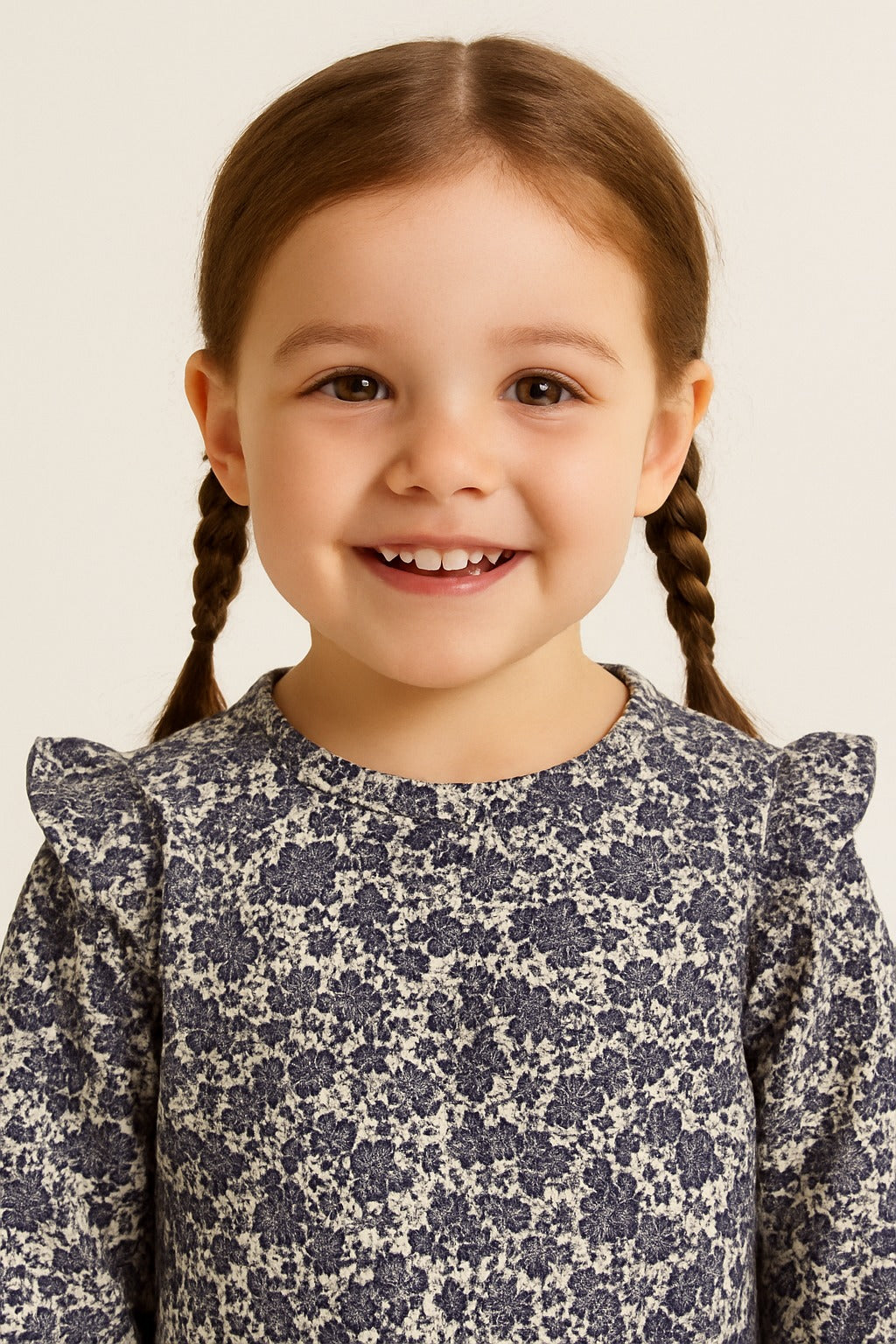 Dirkje Girls 2-Piece All-Over Floral Blouse and Flared Pant Set