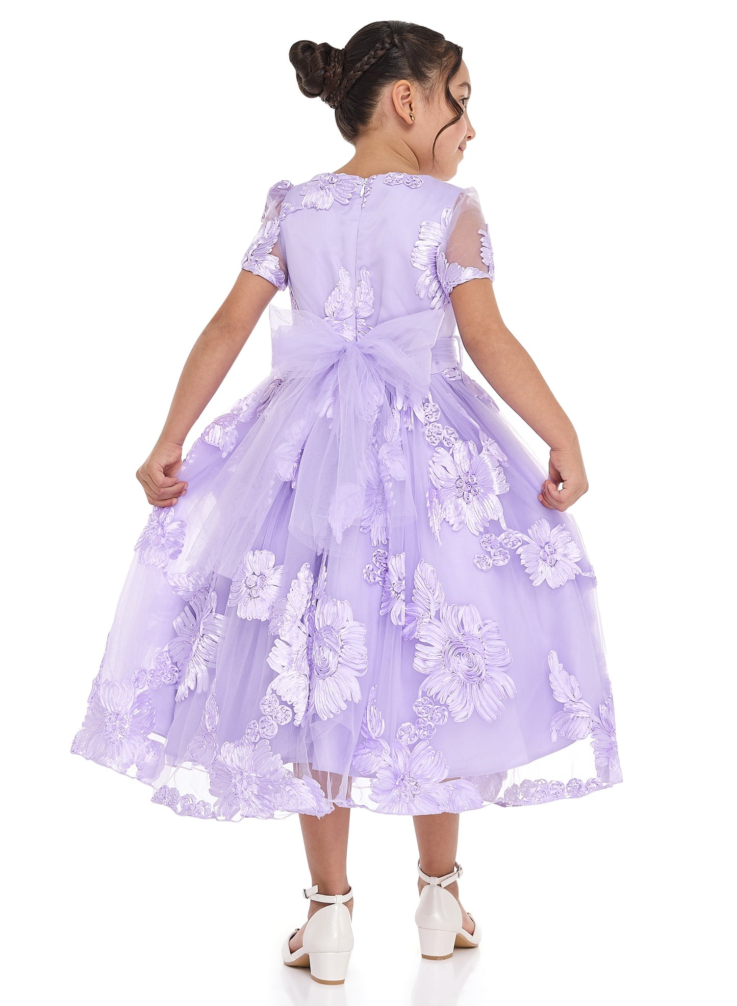 Lilac 3D Flower Mesh Occasion Dress