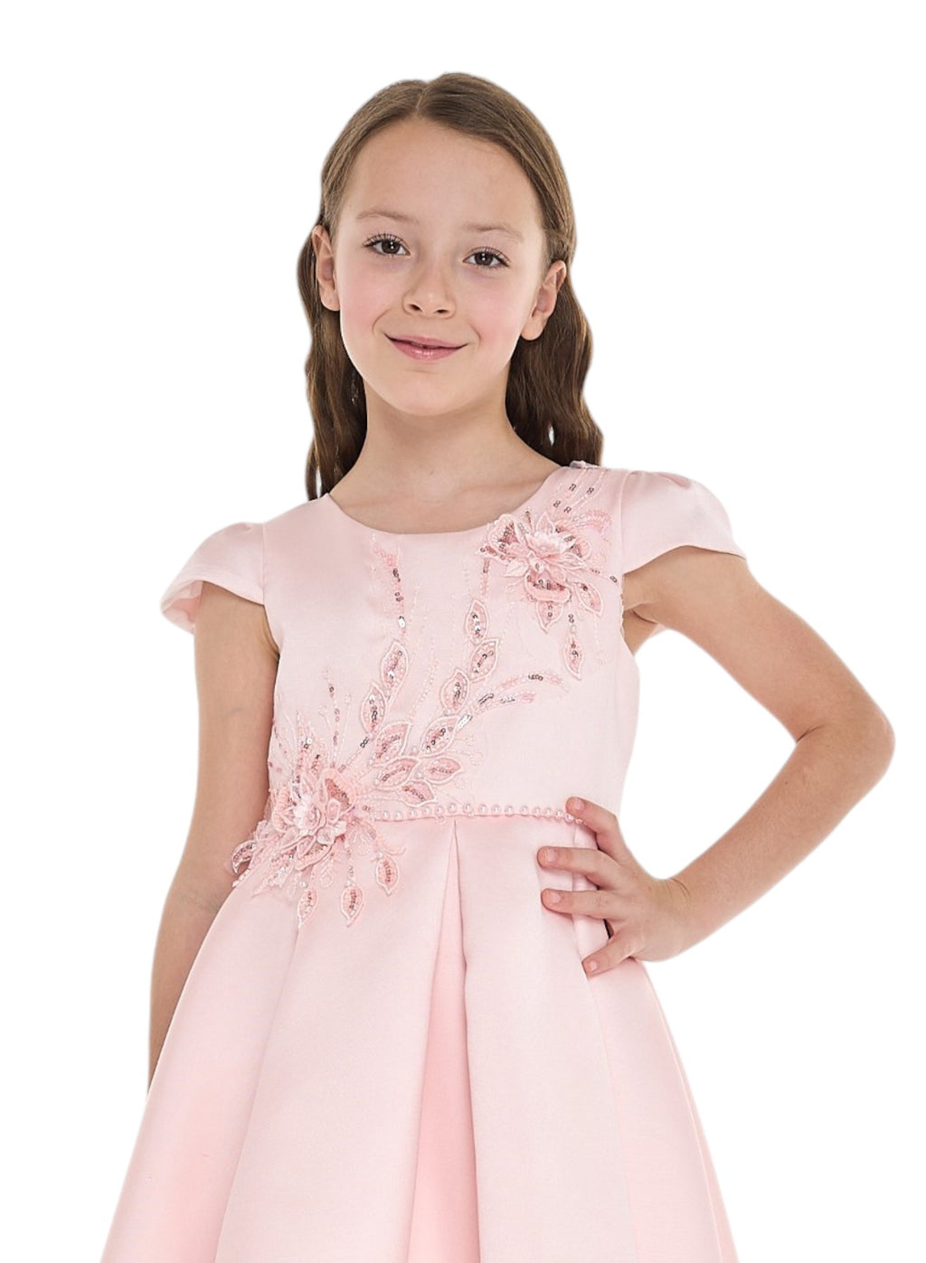 Peach High Low Tail Dress With Beaded Embroidery