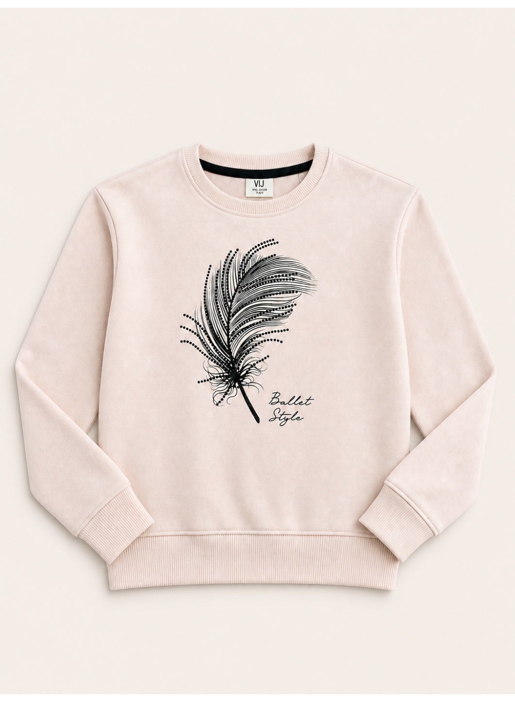 Girls Embelished Pullover Top with Puff Sleeves