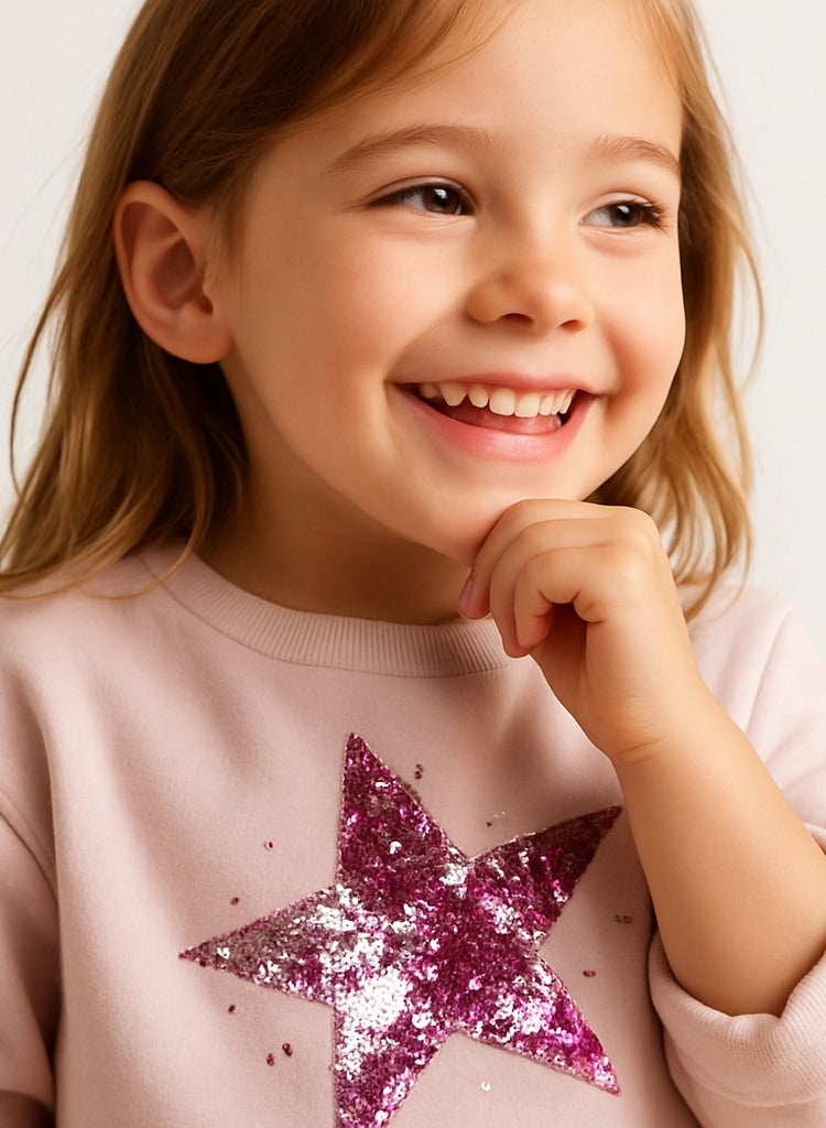 Girls’ – Star Print Sweatshirt | 100% Cotton