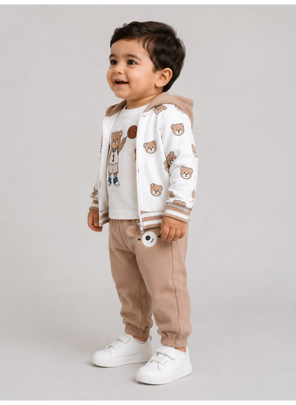 Boys 3-Piece Set – Printed Zip Hoodie, Top & Jogger Pants