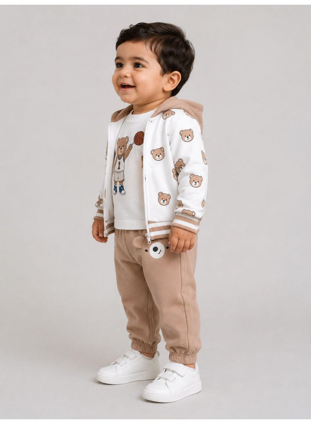 Boys 3-Piece Set – Printed Zip Hoodie, Top & Jogger Pants