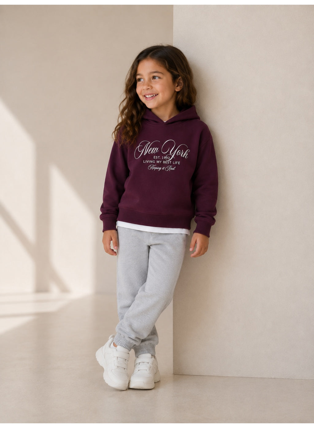 Girls Text Print Hoodie Sweatshirt