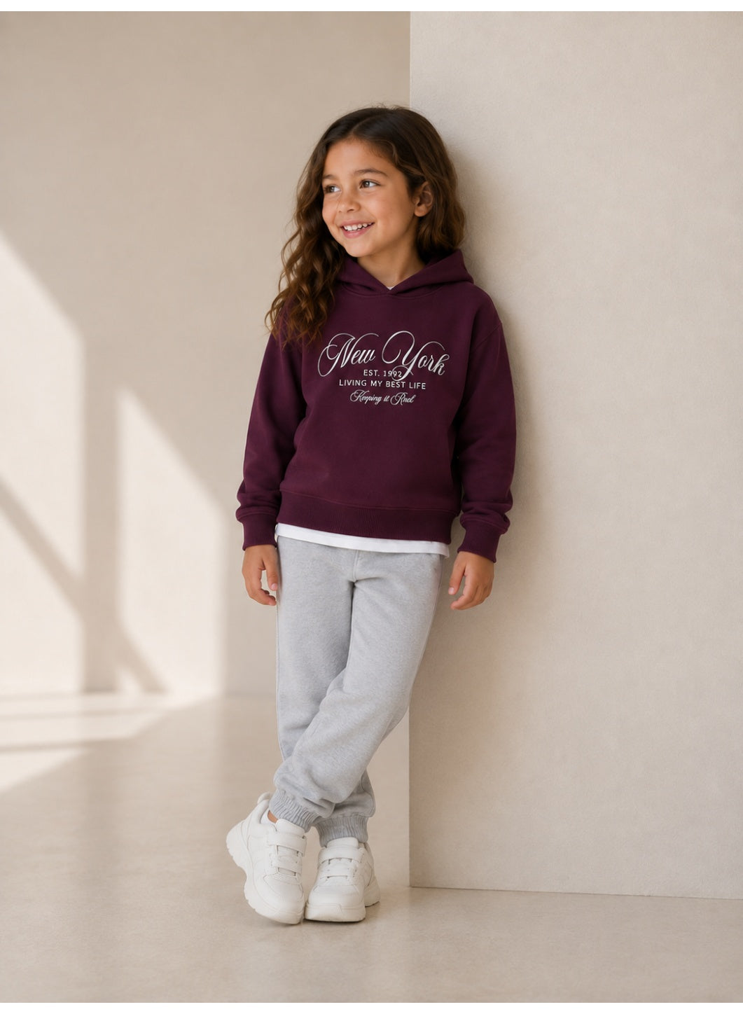 Girls Text Print Hoodie Sweatshirt