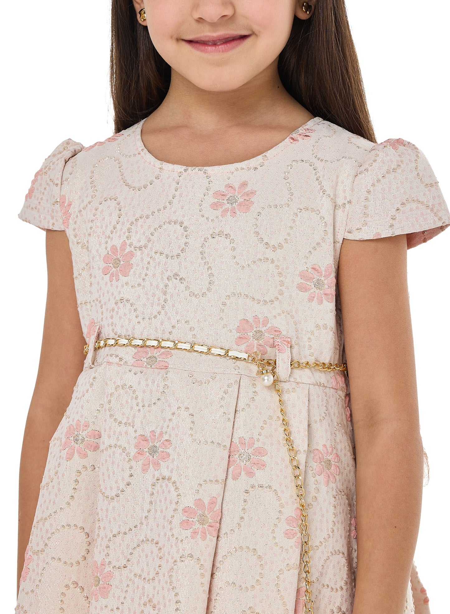 Chic Jacquard Peach  Party Dress With Mesh & Decoration