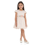 Victor And Jane Floral Satin Dress With Mesh Edge