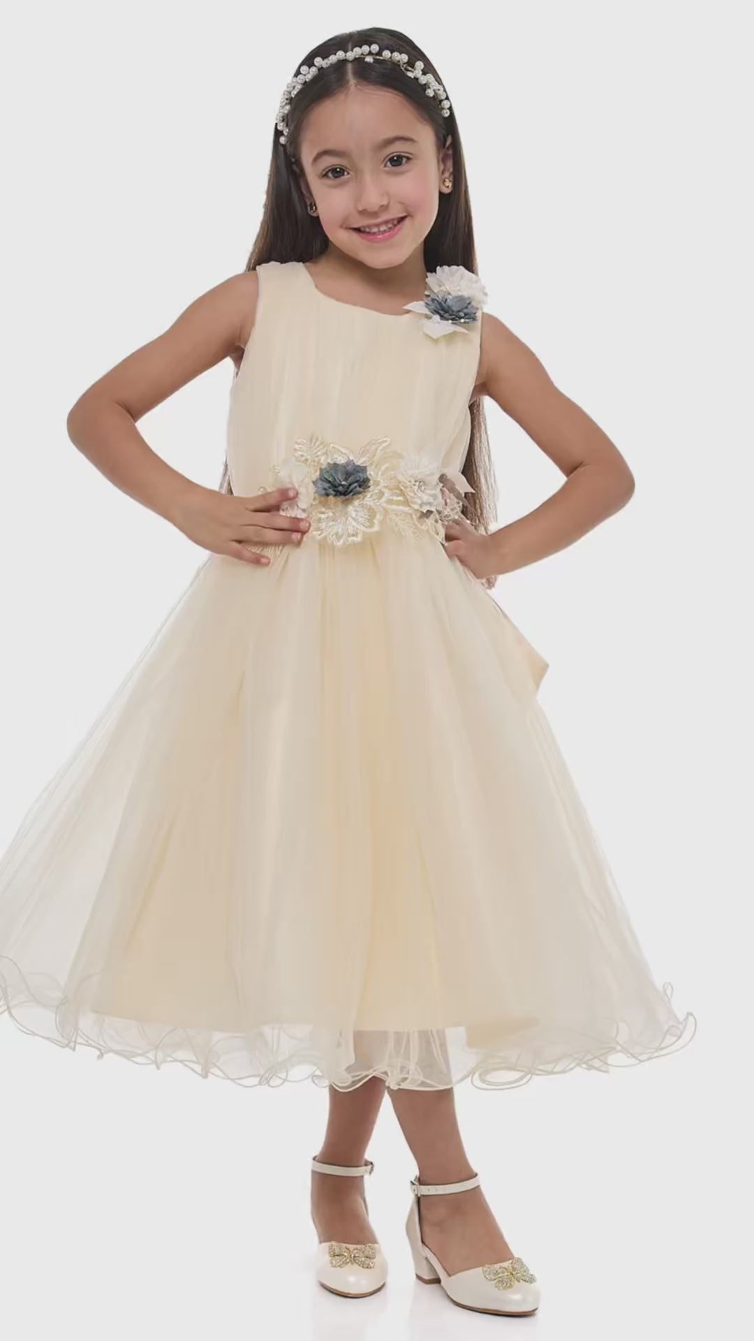 Girls Champagne Tulle Dress