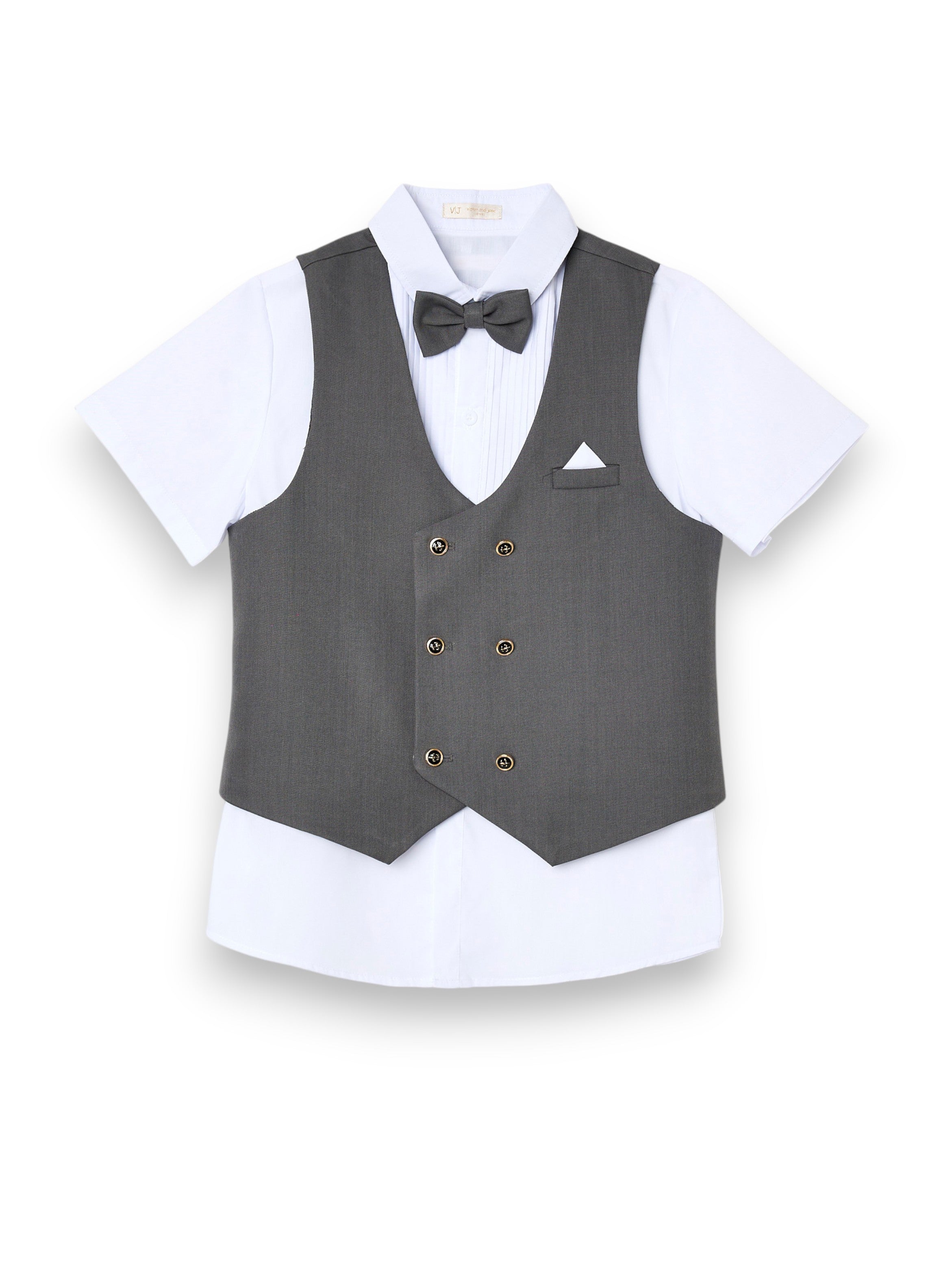Boys 4 Piece Set Waistcoat, Shirt, Trousers & Bow Tie Set (3 Years–8 Years)