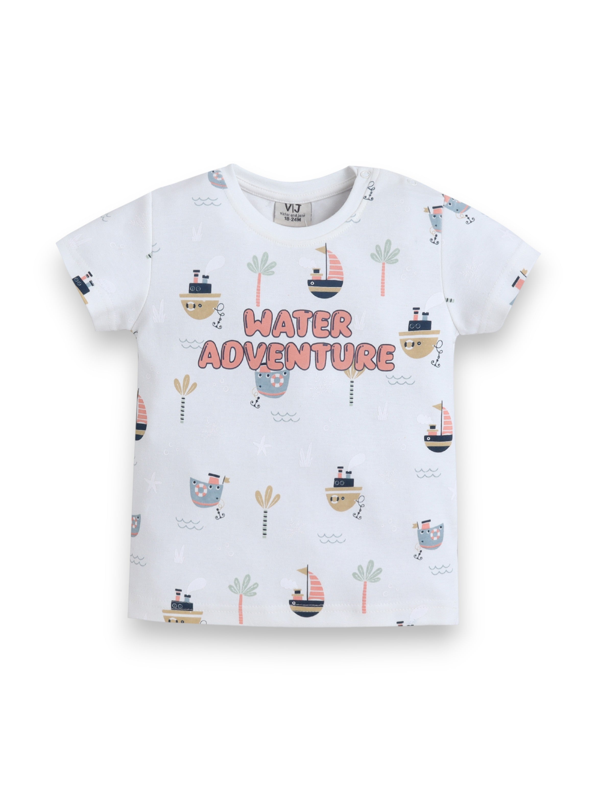 Infant Boys Œwater Adventure” Print Cotton Pajama Set “ T-Shirt & Shorts Nightwear