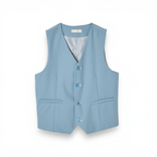 victor and jane boys blue waistcoat with four front buttons and two faux pockets, perfect for formal occasions