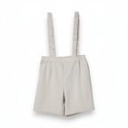 victor and jane boys beige shorts with attached elasticated ruffled suspenders for a formal look