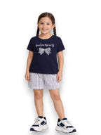 Girls’ T-Shirt & Woven Striped Shorts Set