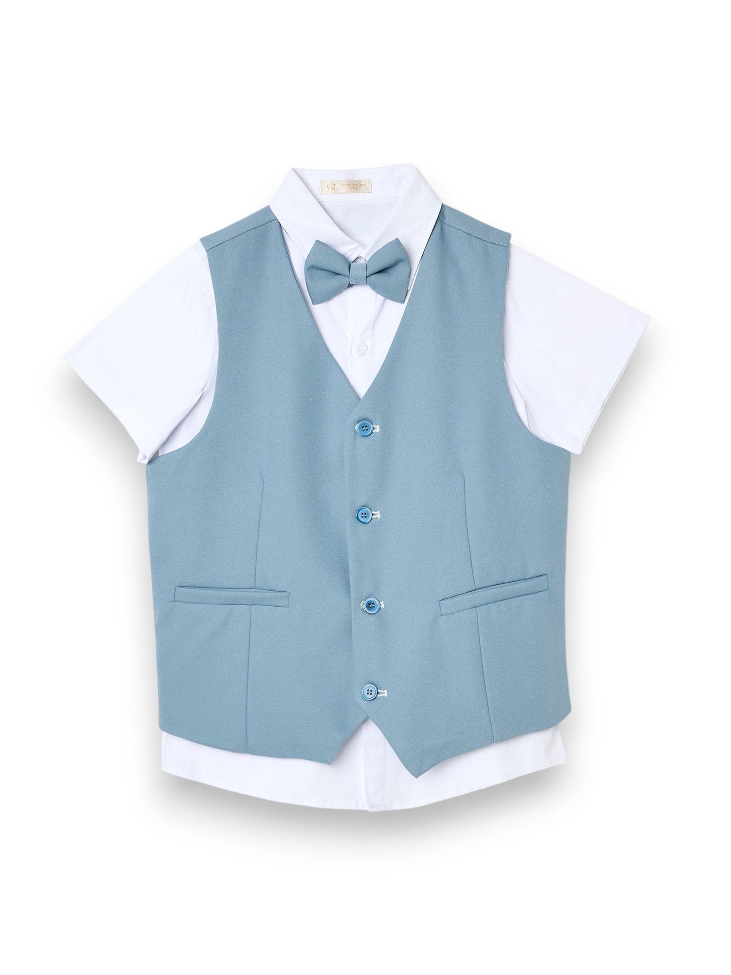 Boys 4 Pc set Waistcoat, Shirt, Shorts & Bow Tie Set