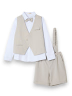 Boys 4 Pc Set Waistcoat, Shirt, Shorts & Bow Tie Set