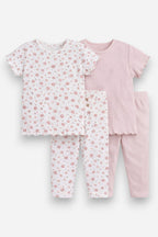 Infant Girls 2-Pack Rib T-Shirts & 2-Pack Rib Leggings Set