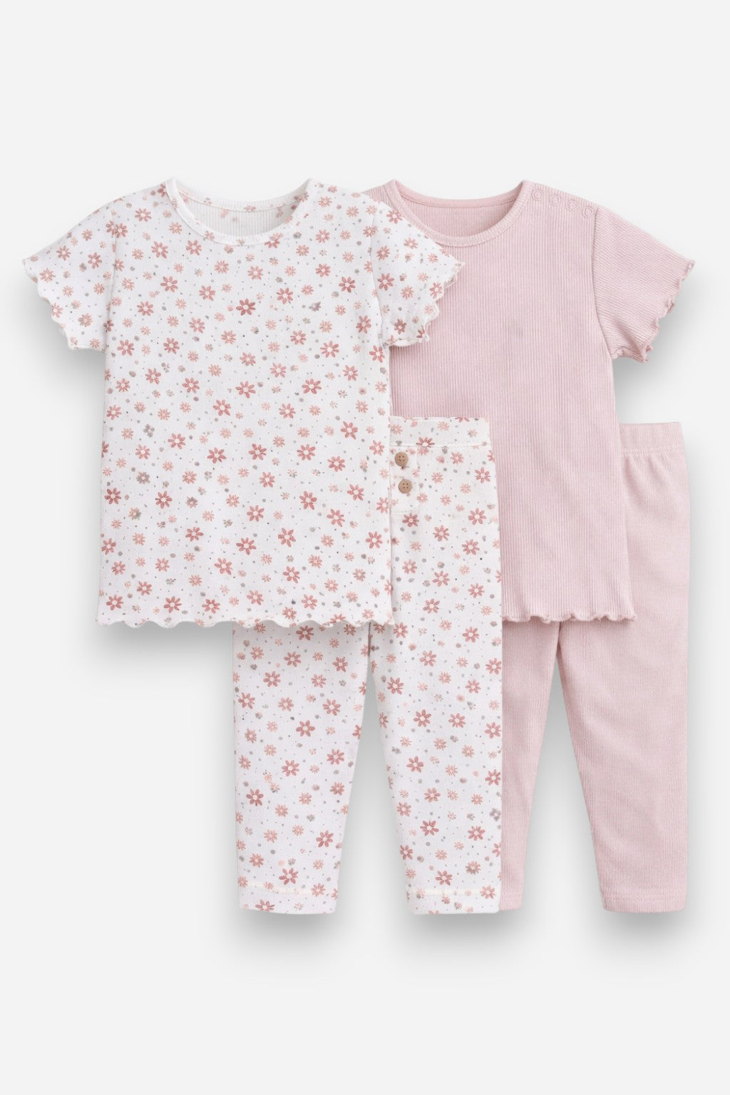 Infant Girls 2-Pack Rib T-Shirts & 2-Pack Rib Leggings Set