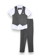 Boys 4 Piece Set Waistcoat, Shirt, Trousers & Bow Tie Set (3 Years–8 Years)