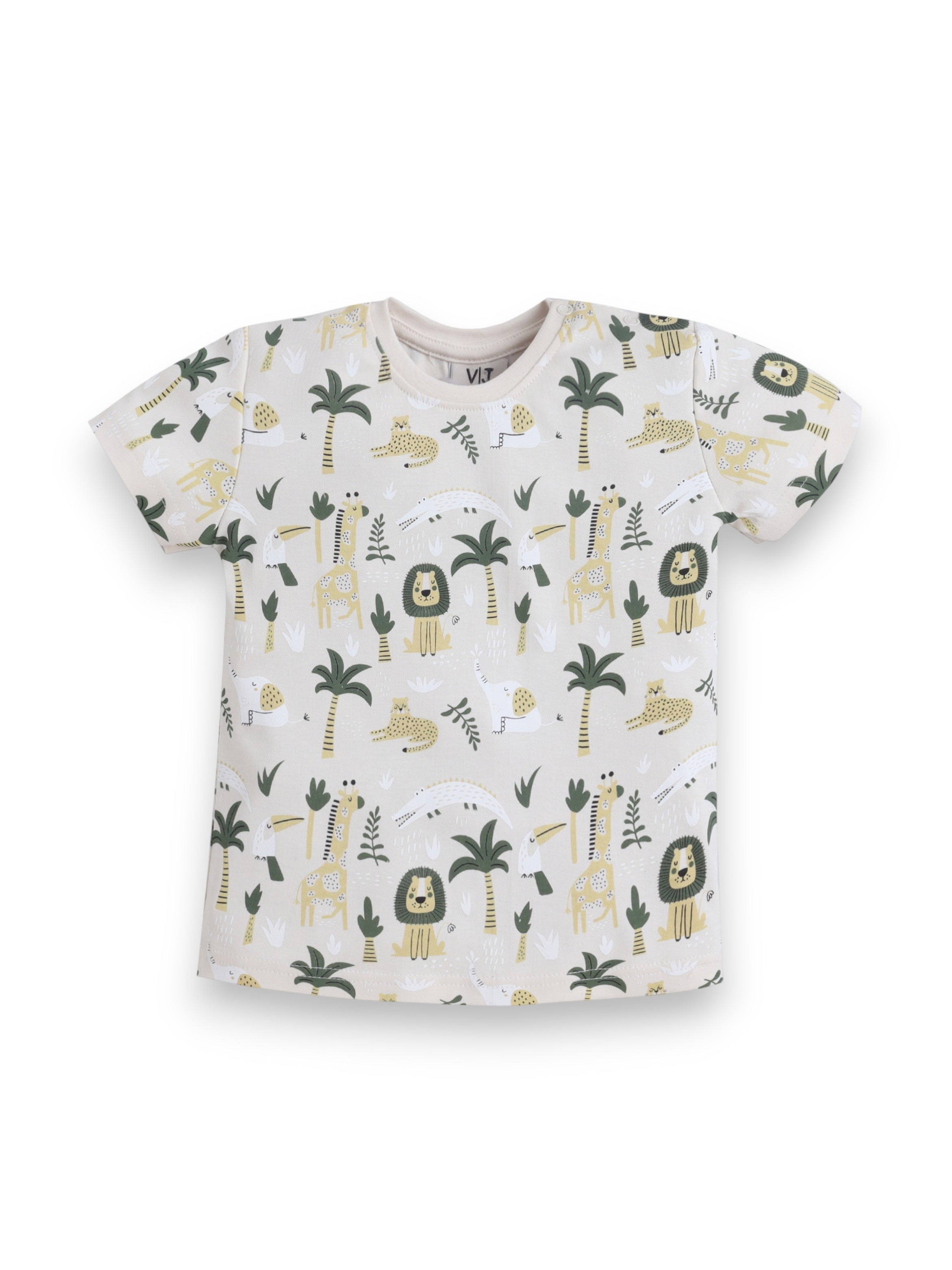 Infant Boys Safari Print Cotton Pajama Set “ Soft T-Shirt & Shorts Nightwear