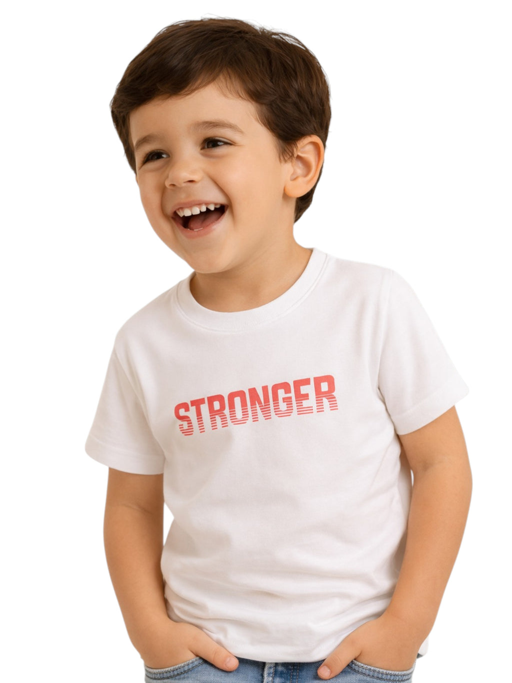 Victor And Jane Stronger Print Short Sleeves Cotton T-Shirt - White