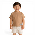 Junior Boys Textured Cotton T-Shirt - Beige