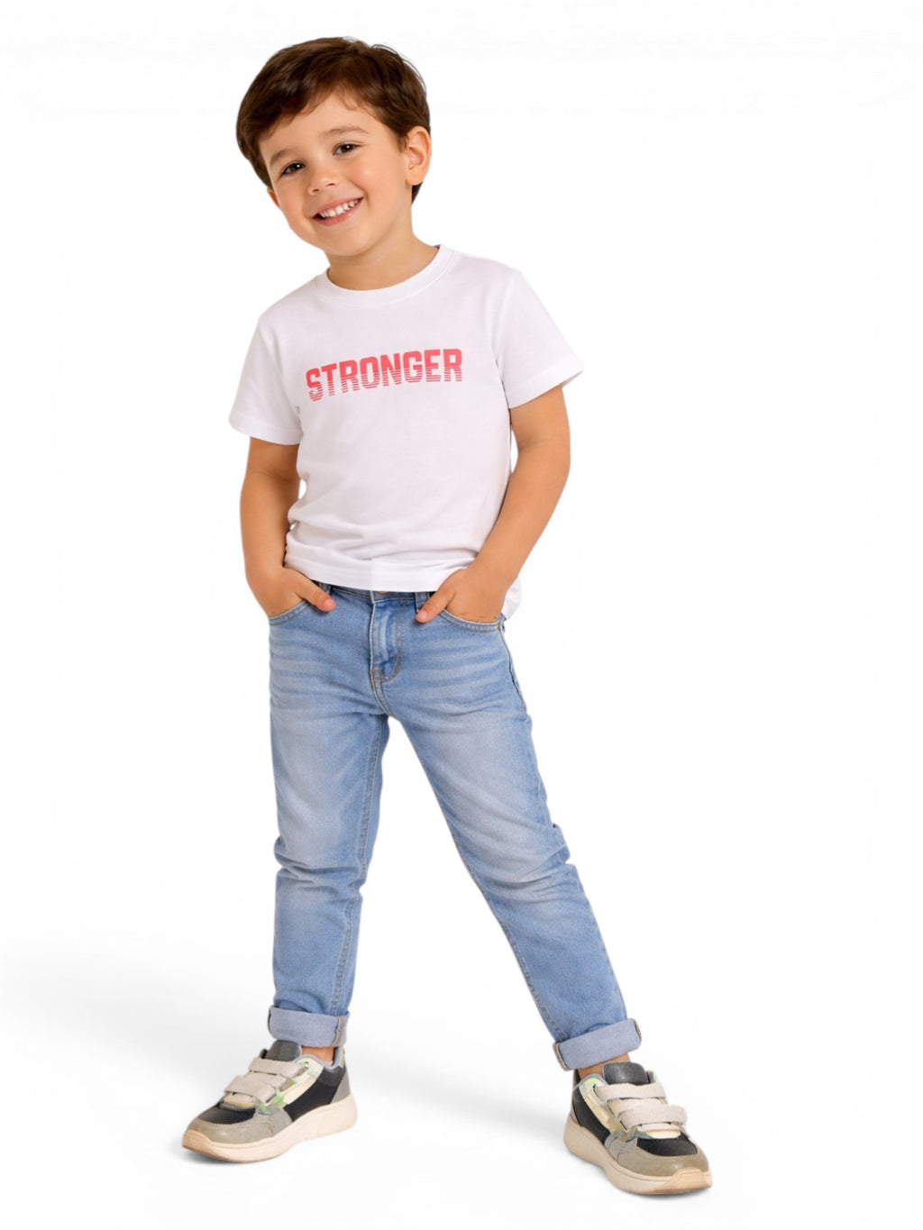 Victor And Jane Stronger Print Short Sleeves Cotton T-Shirt - White