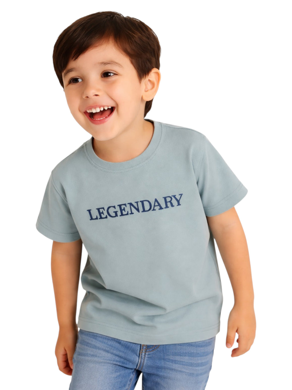 Cotton Legendary Print Short Sleeves T-Shirt - Grey
