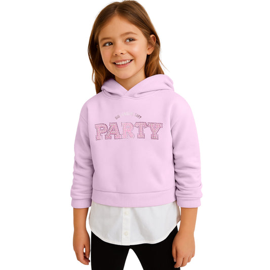 Girls Party Layered Fleece Hoodie