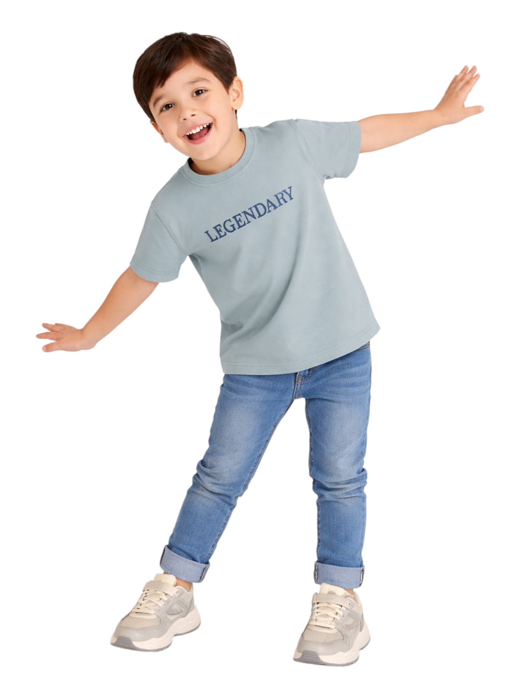 Cotton Legendary Print Short Sleeves T-Shirt - Grey