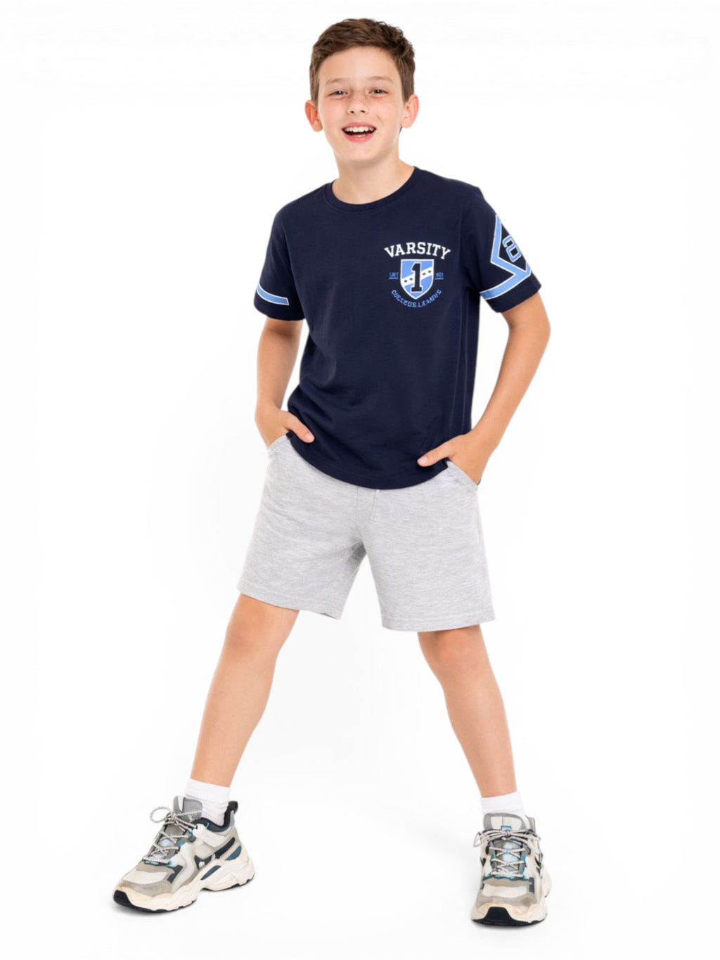 Victor And Jane  Boys' T-Shirt Graphic Printed  - Dark Blue