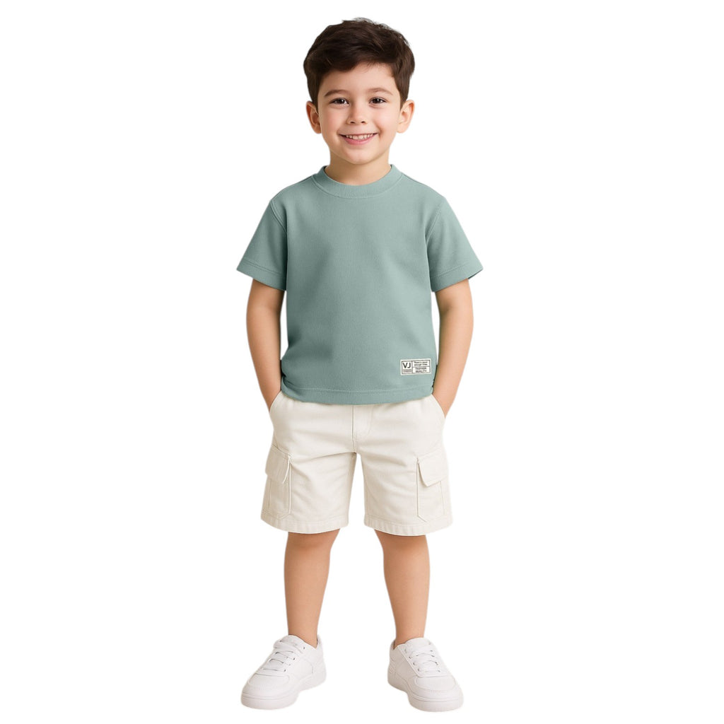 Junior Boys Textured Cotton T-Shirt